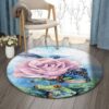 Rose Bird Butterfly And Frog Round Carpet Floor Rug Living Room Bedroom Decor Round Area Rug Carpet