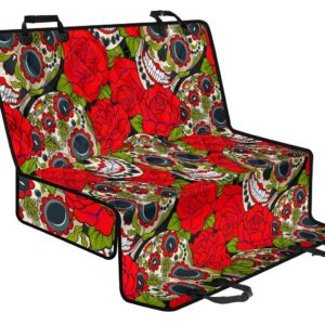 Rose Floral Sugar Skull Pattern Print Pet Car Back Seat Cover - ad4867d22ca9