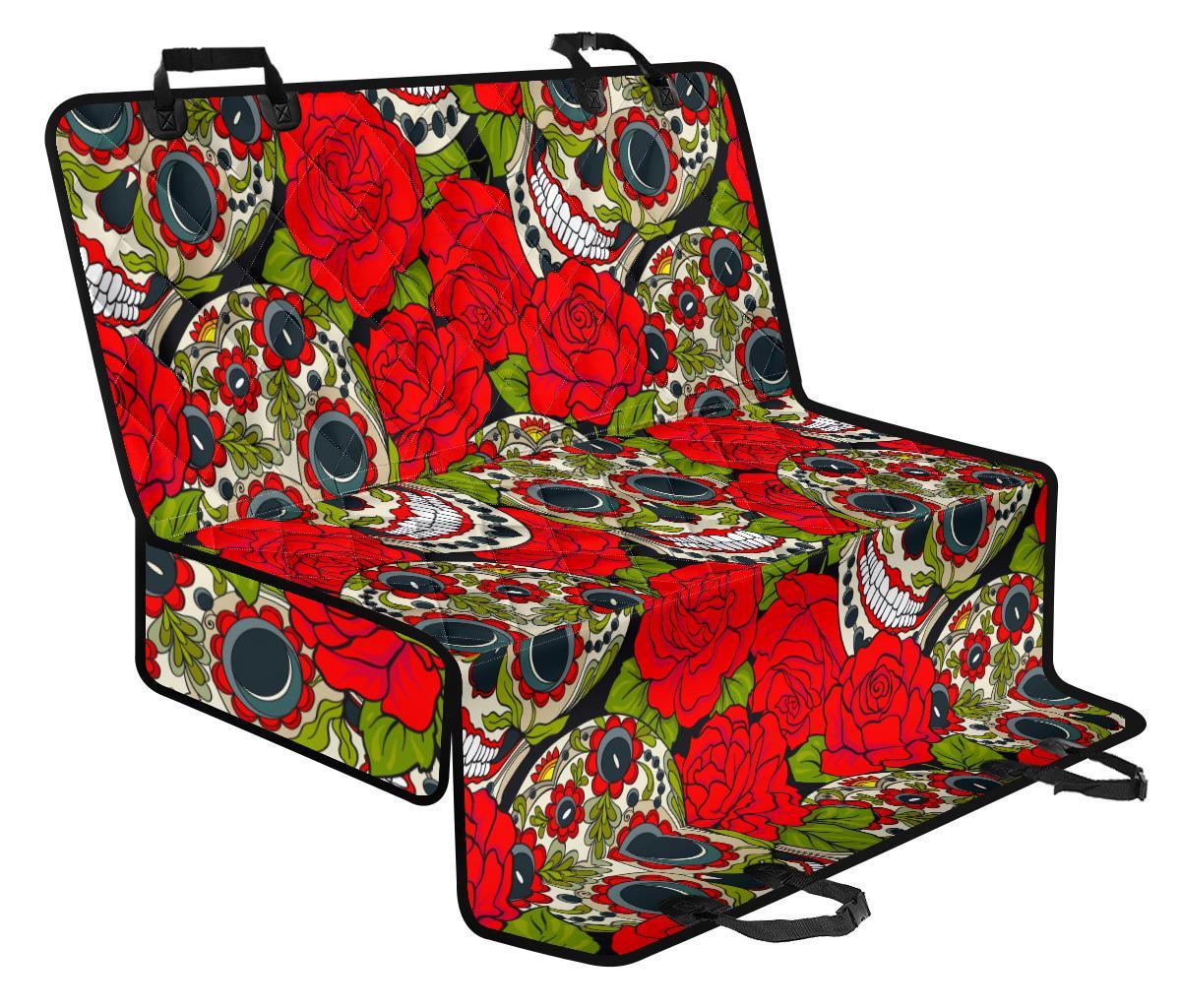Rose Floral Sugar Skull Pattern Print Pet Car Back Seat Cover - ad4867d22ca9 Rose Floral Sugar Skull Pattern Print Pet Car Back Seat Cover - ad4867d22ca9