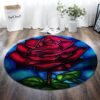 Rose Painting Round Carpet Floor Rug Living Room Bedroom Decor Round Area Rug Carpet