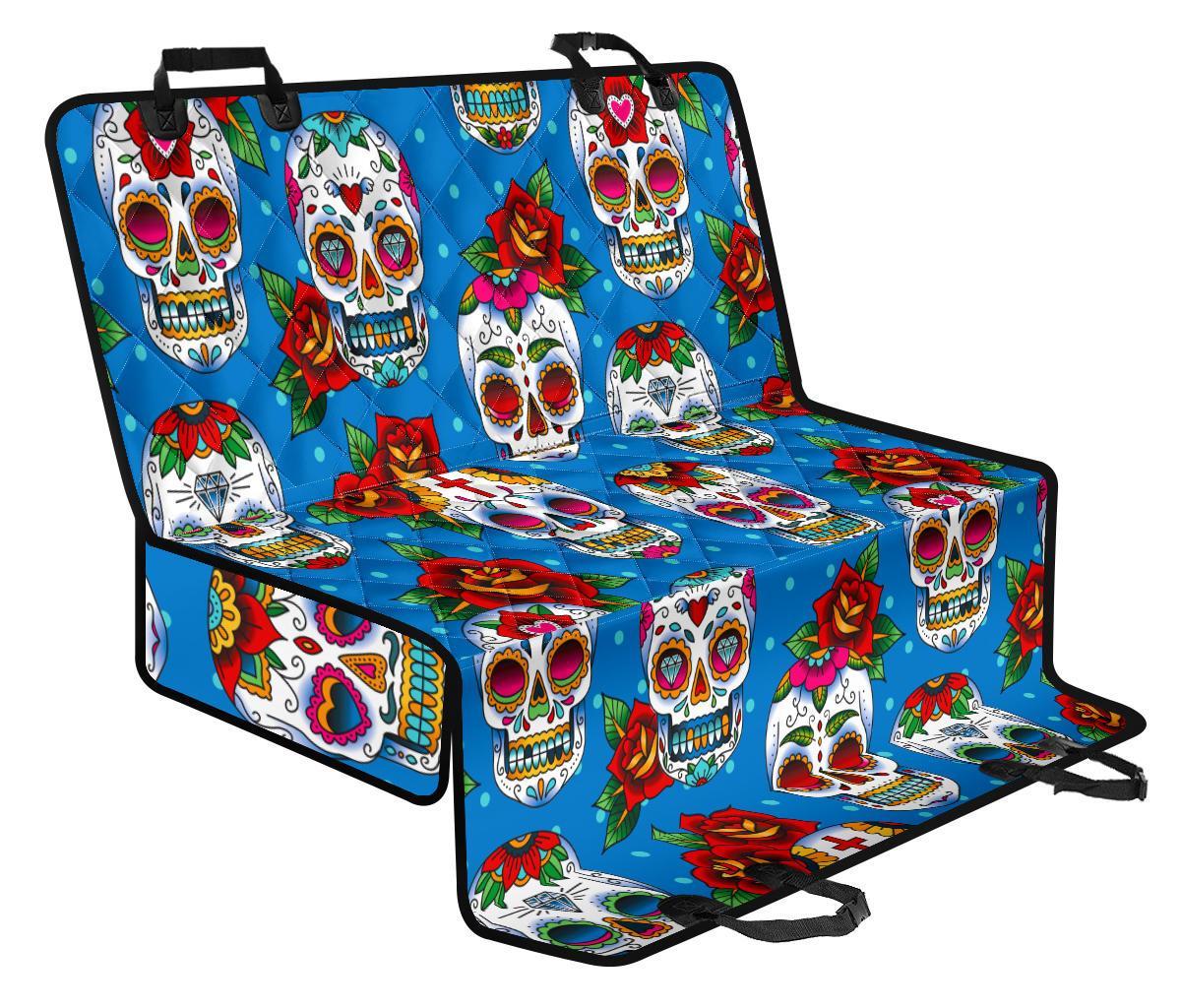 Rose Sugar Skull Pattern Print Pet Car Back Seat Cover - ea3217f3d9b1 Rose Sugar Skull Pattern Print Pet Car Back Seat Cover - ea3217f3d9b1