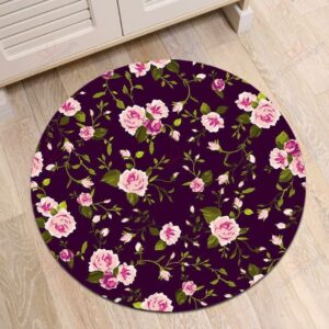 Roses Round Carpet Floor Rug Living Room Bedroom Decor Round Area Rug Carpet