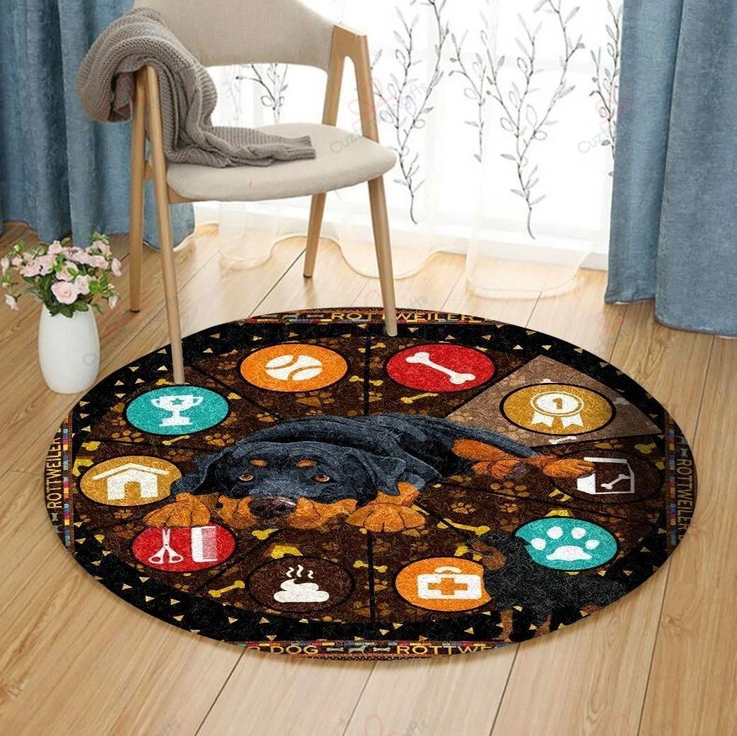 Rottweiler Hobby Vio Round Carpet Floor Rug Living Room Bedroom Decor Round Area Rug Carpet Rottweiler Hobby Vio Round Carpet Floor Rug Living Room Bedroom Decor Round Area Rug Carpet