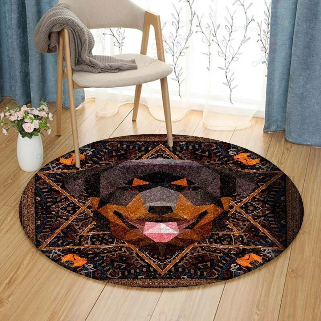 Rottweiler Lovely Face Round Carpet Floor Rug Living Room Bedroom Decor Round Area Rug Carpet Rottweiler Lovely Face Round Carpet Floor Rug Living Room Bedroom Decor Round Area Rug Carpet