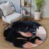 Rottweiler Puppy Round Carpet Floor Rug Living Room Bedroom Decor Round Area Rug Carpet