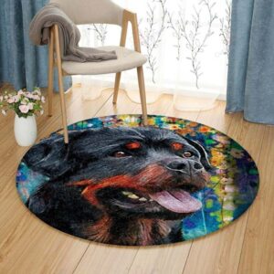 Rottweller Round Carpet Floor Rug Living Room Bedroom Decor Round Area Rug Carpet