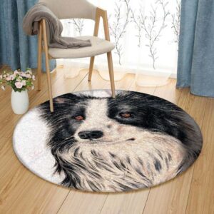Rough Collie Round Carpet Floor Rug Living Room Bedroom Decor Round Area Rug Carpet