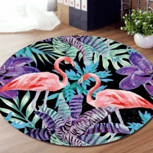 Round Flamingo Round Carpet Floor Rug Living Room Bedroom Decor Round Area Rug Carpet