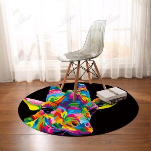 Royal Giraffe Round Carpet Floor Rug Living Room Bedroom Decor Round Area Rug Carpet