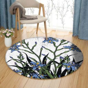 Running Iris Round Carpet Floor Rug Living Room Bedroom Decor Round Area Rug Carpet