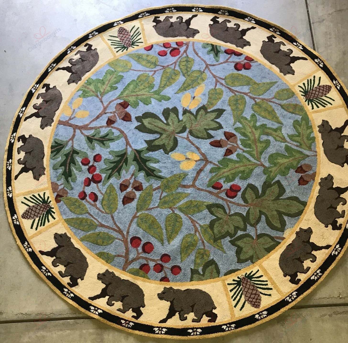 Rustic Bear Round Carpet Floor Rug Living Room Bedroom Decor Round Area Rug Carpet Rustic Bear Round Carpet Floor Rug Living Room Bedroom Decor Round Area Rug Carpet