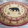 Rustic Bear Pine Round Carpet Floor Rug Living Room Bedroom Decor Round Area Rug Carpet