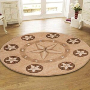 Rustic Cowboy Star Round Carpet Floor Rug Living Room Bedroom Decor Round Area Rug Carpet