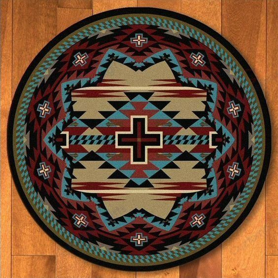 Rustic Cross Southwest Round Carpet Floor Rug Living Room Bedroom Decor Round Area Rug Carpet Rustic Cross Southwest Round Carpet Floor Rug Living Room Bedroom Decor Round Area Rug Carpet