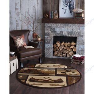 Rustic Hunting Round Carpet Floor Rug Living Room Bedroom Decor Round Area Rug Carpet