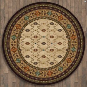 Rustic Traditions Round Carpet Floor Rug Living Room Bedroom Decor Round Area Rug Carpet