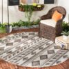 Safavieh Courtyard Transitional Geometric Round Carpet Floor Rug Living Room Bedroom Decor Round Area Rug Carpet