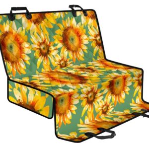 Sage Watercolor Sunflower Pattern Print Pet Car Back Seat Cover - 0a10aa5e85e9