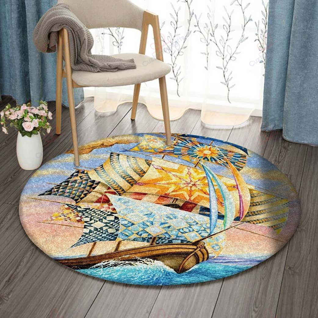 Sailing Beach Adventure Round Carpet Floor Rug Living Room Bedroom Decor Round Area Rug Carpet Sailing Beach Adventure Round Carpet Floor Rug Living Room Bedroom Decor Round Area Rug Carpet
