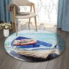 Sailing Beach Boat Round Carpet Floor Rug Living Room Bedroom Decor Round Area Rug Carpet