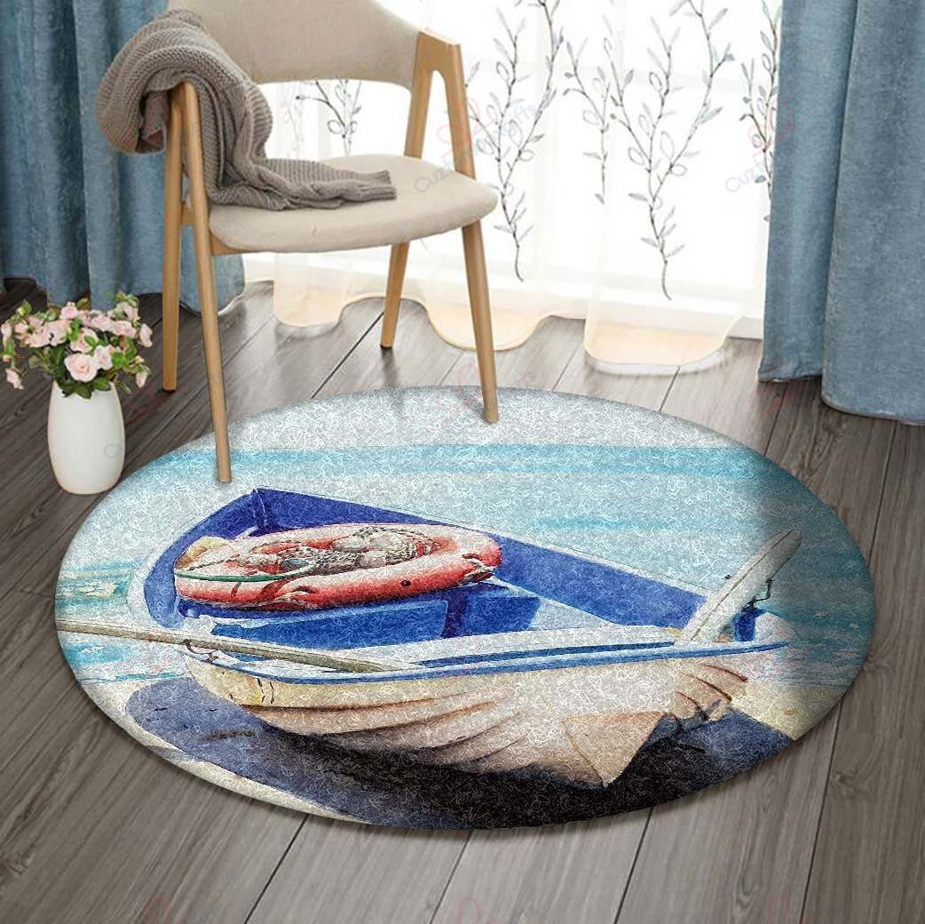Sailing Beach Boat Round Carpet Floor Rug Living Room Bedroom Decor Round Area Rug Carpet Sailing Beach Boat Round Carpet Floor Rug Living Room Bedroom Decor Round Area Rug Carpet