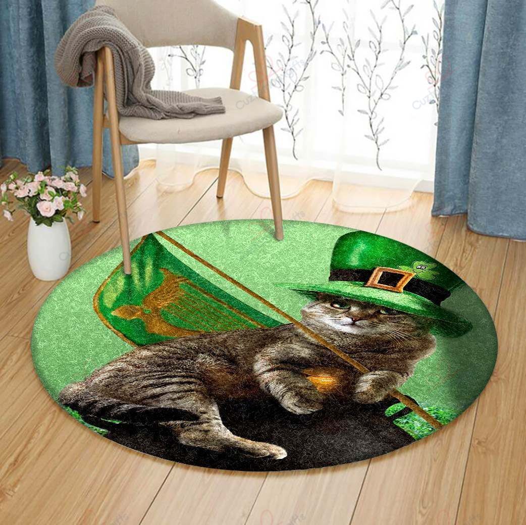 Saint Patrick Irish Cat Round Carpet Floor Rug Living Room Bedroom Decor Round Area Rug Carpet Saint Patrick Irish Cat Round Carpet Floor Rug Living Room Bedroom Decor Round Area Rug Carpet