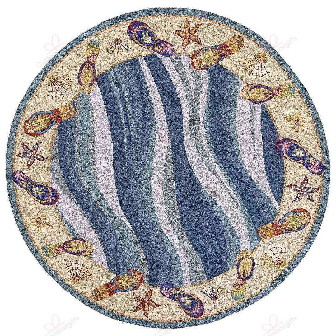 Sandals Seashells Round Carpet Floor Rug Living Room Bedroom Decor Round Area Rug Carpet Sandals Seashells Round Carpet Floor Rug Living Room Bedroom Decor Round Area Rug Carpet