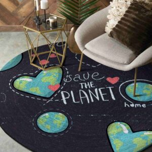 Save The Planet Round Carpet Floor Rug Living Room Bedroom Decor Round Area Rug Carpet
