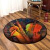 Saxophone And Cello Round Carpet Floor Rug Living Room Bedroom Decor Round Area Rug Carpet