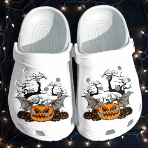 Scary Pumpkin Bat Halloween Crocs Clog Shoes – Halloween Clog Crocs Clog Crocband Clog Birthday Gift For Man Women
