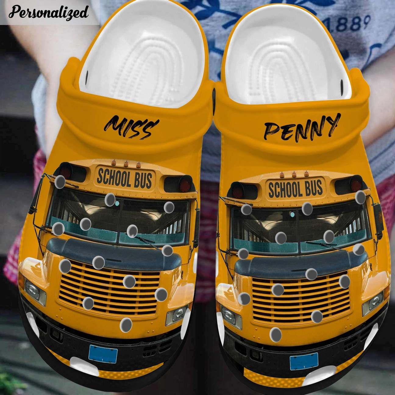 School Bus Driver Personalized Clog Custom Crocs Comfortablefashion Style Comfortable For Women Men Kid Print 3D School Bus Front View School Bus Driver Personalized Clog Custom Crocs Comfortablefashion Style Comfortable For Women Men Kid Print 3D School Bus Front View