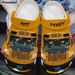 School Bus Driver Personalized Clog Custom Crocs Comfortablefashion Style Comfortable For Women Men Kid Print 3D School Bus Front View