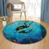 Scuba Diver Round Carpet Floor Rug Living Room Bedroom Decor Round Area Rug Carpet