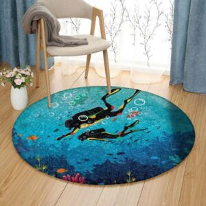 Scuba Diver Round Carpet Floor Rug Living Room Bedroom Decor Round Area Rug Carpet