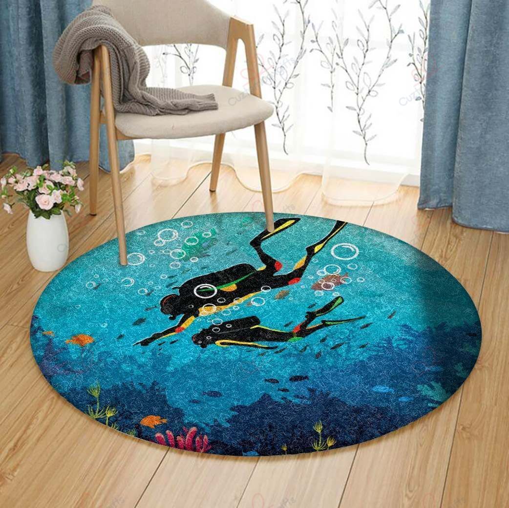 Scuba Diver Round Carpet Floor Rug Living Room Bedroom Decor Round Area Rug Carpet Scuba Diver Round Carpet Floor Rug Living Room Bedroom Decor Round Area Rug Carpet