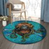 Scuba Diving Skull Round Carpet Floor Rug Living Room Bedroom Decor Round Area Rug Carpet