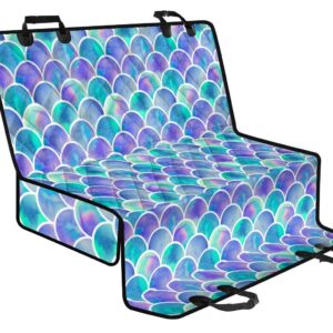 Sea Blue Mermaid Scales Pattern Print Pet Car Back Seat Cover - 4ad19e59d942