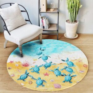 Sea Turtle Beach Round Carpet Floor Rug Living Room Bedroom Decor Round Area Rug Carpet