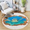 Sea Turtle Hole In Wall Round Carpet Floor Rug Living Room Bedroom Decor Round Area Rug Carpet