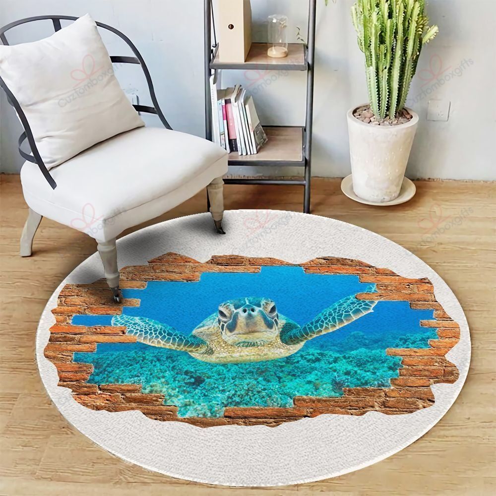 Sea Turtle Hole In Wall Round Carpet Floor Rug Living Room Bedroom Decor Round Area Rug Carpet Sea Turtle Hole In Wall Round Carpet Floor Rug Living Room Bedroom Decor Round Area Rug Carpet