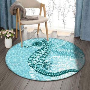 Seahorse Round Carpet Floor Rug Living Room Bedroom Decor Round Area Rug Carpet