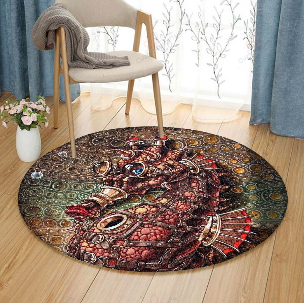 Seahorse In Steampunk Round Carpet Floor Rug Living Room Bedroom Decor Round Area Rug Carpet Seahorse In Steampunk Round Carpet Floor Rug Living Room Bedroom Decor Round Area Rug Carpet
