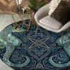 Seahorse Pattern Round Carpet Floor Rug Living Room Bedroom Decor Round Area Rug Carpet