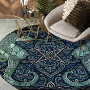 Seahorse Pattern Round Carpet Floor Rug Living Room Bedroom Decor Round Area Rug Carpet