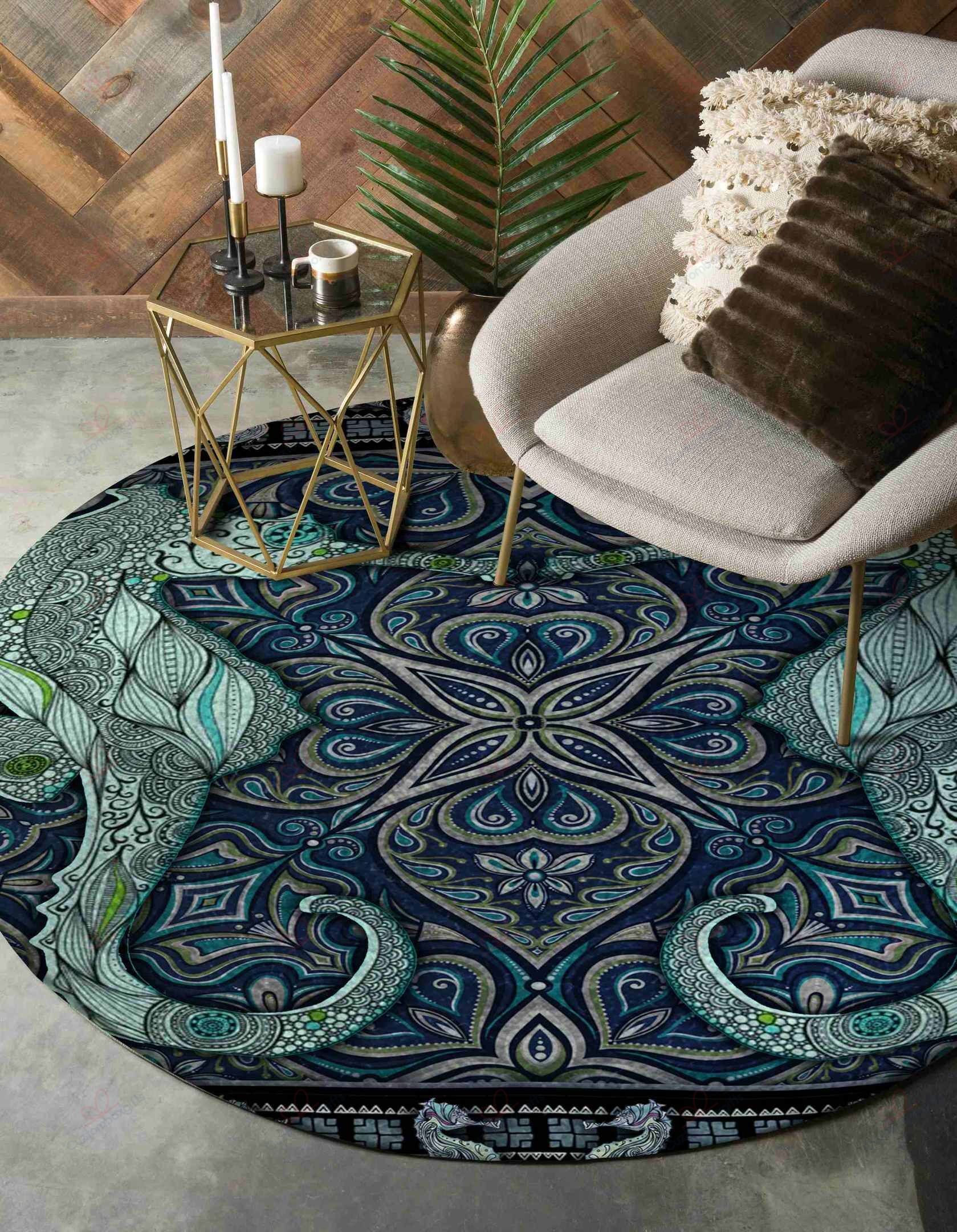 Seahorse Pattern Round Carpet Floor Rug Living Room Bedroom Decor Round Area Rug Carpet Seahorse Pattern Round Carpet Floor Rug Living Room Bedroom Decor Round Area Rug Carpet
