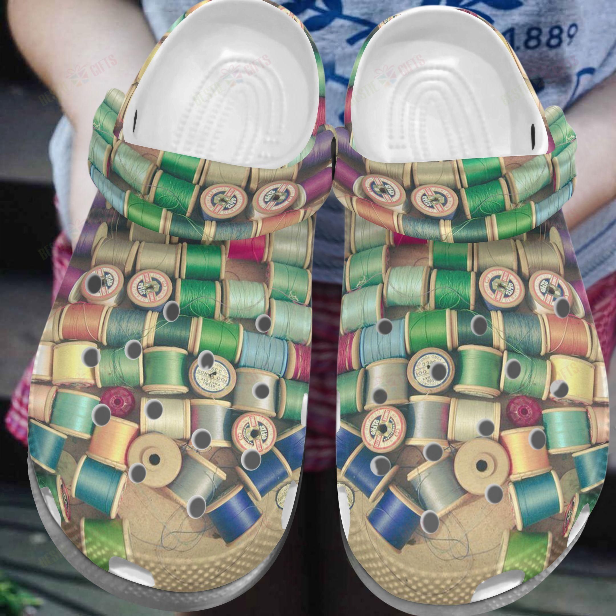 Sewing Crocs Clog Classic Clog Colorful Cotton Reels Shoes Sewing Crocs Clog Classic Clog Colorful Cotton Reels Shoes
