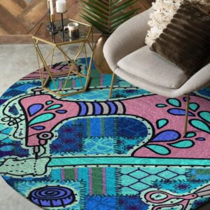Sewing Love Round Carpet Floor Rug Living Room Bedroom Decor Round Area Rug Carpet