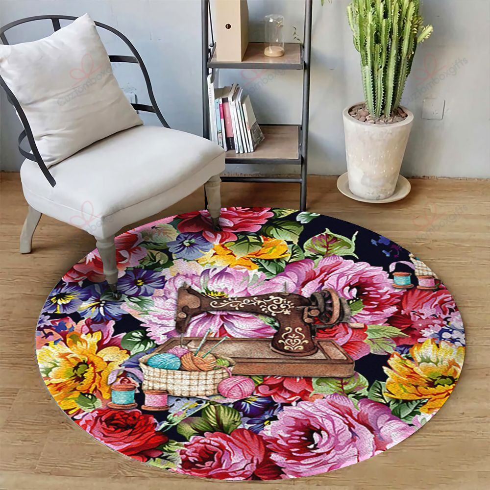 Sewing Machine Round Carpet Floor Rug Living Room Bedroom Decor Round Area Rug Carpet Sewing Machine Round Carpet Floor Rug Living Room Bedroom Decor Round Area Rug Carpet