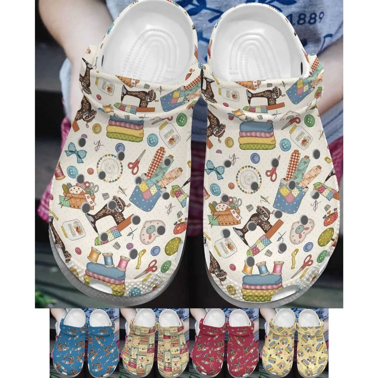 Sewing Personalize Clog Custom Crocs Fashionstyle Comfortable For Women Men Kid Print 3D Whitesole Sew On Sewing Personalize Clog Custom Crocs Fashionstyle Comfortable For Women Men Kid Print 3D Whitesole Sew On