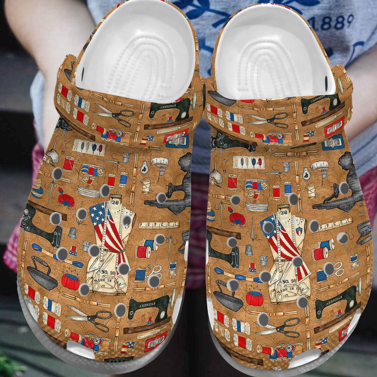 Sewing Personalized Clog Custom Crocs Comfortablefashion Style Comfortable For Women Men Kid Print 3D American Sewing Sewing Personalized Clog Custom Crocs Comfortablefashion Style Comfortable For Women Men Kid Print 3D American Sewing